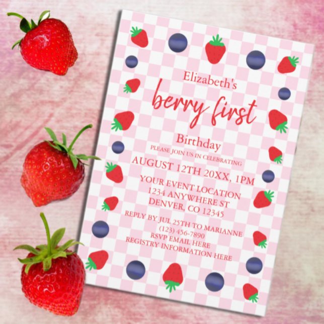 Invitation Berry Sweet 1er anniversaire (Créateur téléchargé)