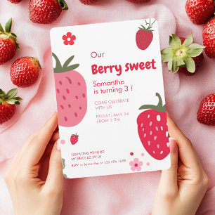 Invitation Berry Sweet Anniversaire avec fraise
