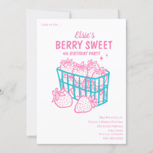 Invitation Berry Sweet Anniversaire Doodday Pink Strawberry