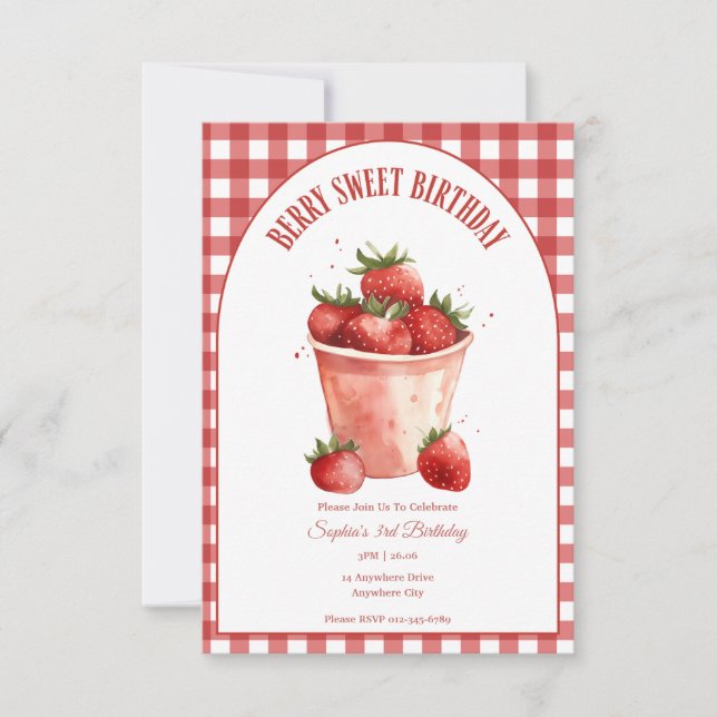 Invitation Berry Sweet Anniversaire Fraise (Devant)