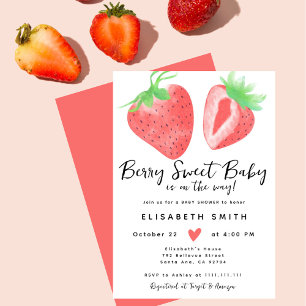 Invitation Berry Sweet Aquarelle rose Baby shower fille