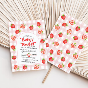 Invitation Berry Sweet Baby Girl Baby shower fraise