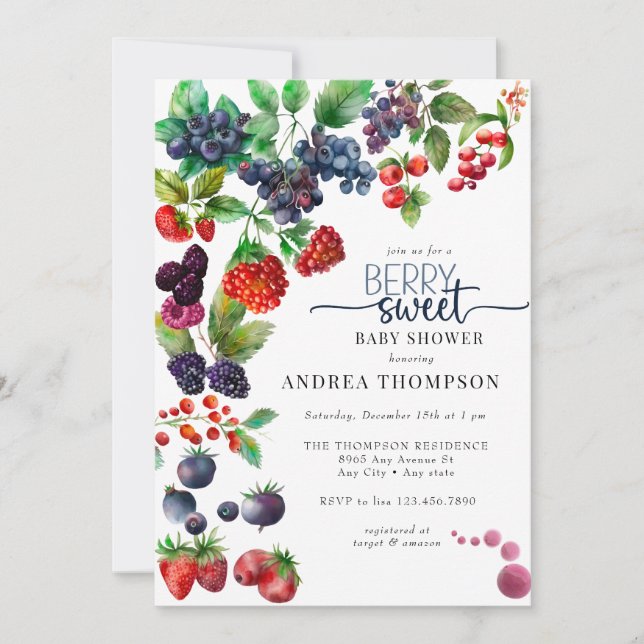 Invitation Berry Sweet Baby shower (Devant)