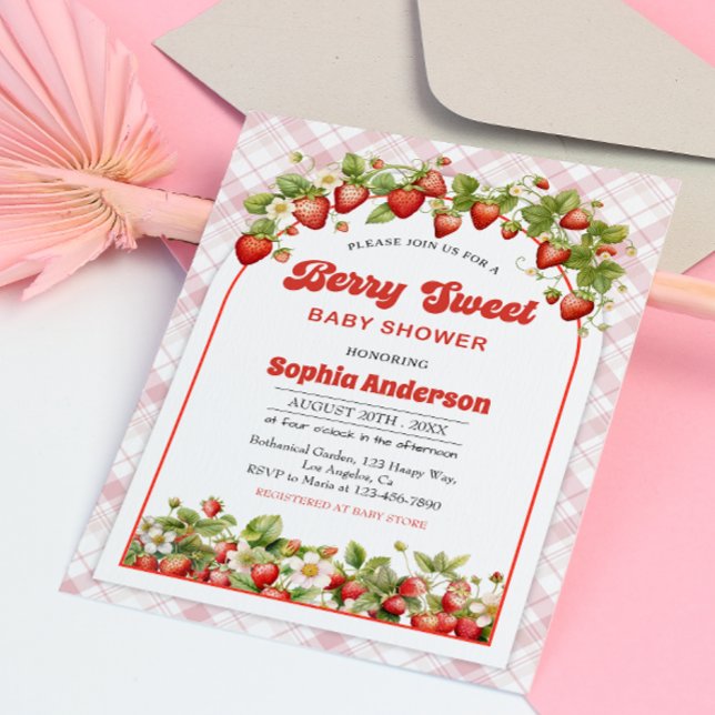 Invitation Berry Sweet Baby shower avec thème fraise (Créateur téléchargé)