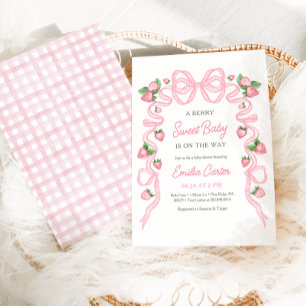 Invitation Berry Sweet Baby shower Bow rose