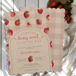 Invitation Berry Sweet Baby shower fraises Kraft