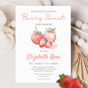 Invitation Berry Sweet Baby shower minimaliste Aquarelle