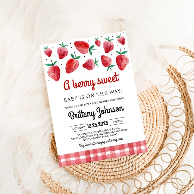Invitation Berry Sweet Baby sur le chemin Baby shower fille (Créateur téléchargé)