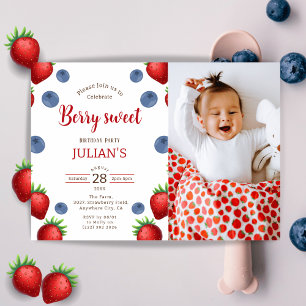 Invitation Berry Sweet & Blueberry Girl Birthday Party Photo