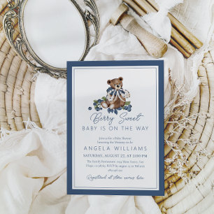 Invitation Berry Sweet Blueberry Ours bébé Garçon Douche