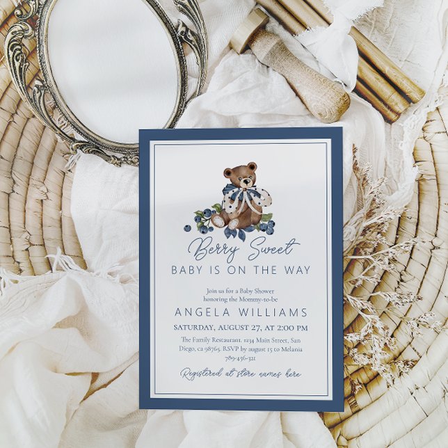 Invitation Berry Sweet Blueberry Ours bébé Garçon Douche (Créateur téléchargé)