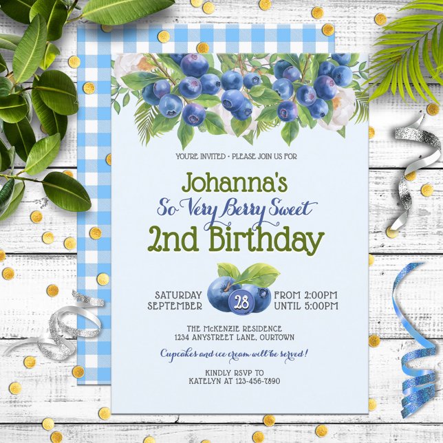 Invitation Berry Sweet Blueberry thème Fille's Birthday (Créateur téléchargé)