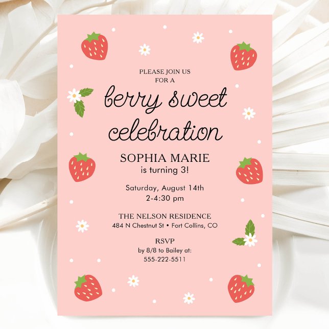 Invitation Berry Sweet Celebration fraise fête d'anniversaire (Créateur téléchargé)