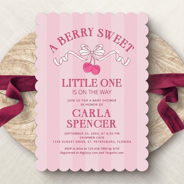 Invitation Berry Sweet Cherry Baby shower d'été (Créateur téléchargé)