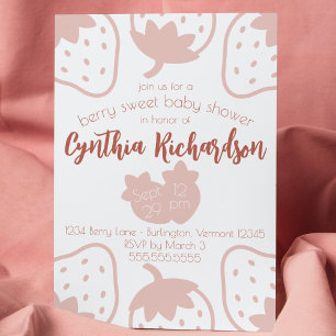 Invitation "Berry Sweet" Cute Baby shower moderne aux fraises