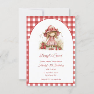 Invitation Berry Sweet Farmers Market Girl Strawberry Party