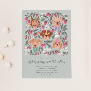 Invitation Berry Sweet fête d'anniversaire   Chiens fraises