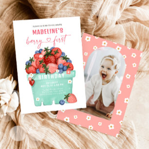Invitation Berry Sweet fraise Blueberry Premier anniversaire