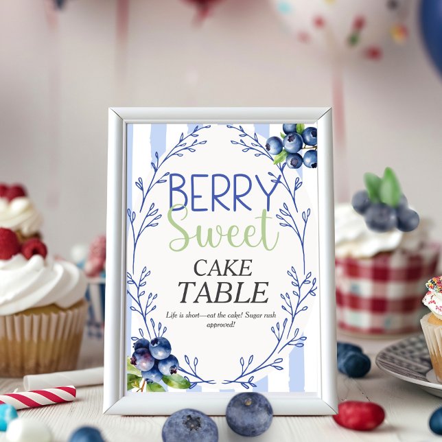 Invitation Berry Sweet GATEAU TABLE myrtille (Berry Sweet CAKE TABLE blueberry Sign)