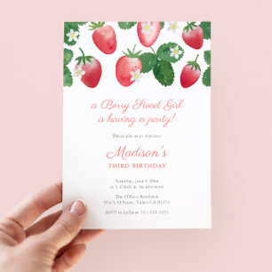 Invitation Berry Sweet Little Girl Fraise fête d'anniversaire