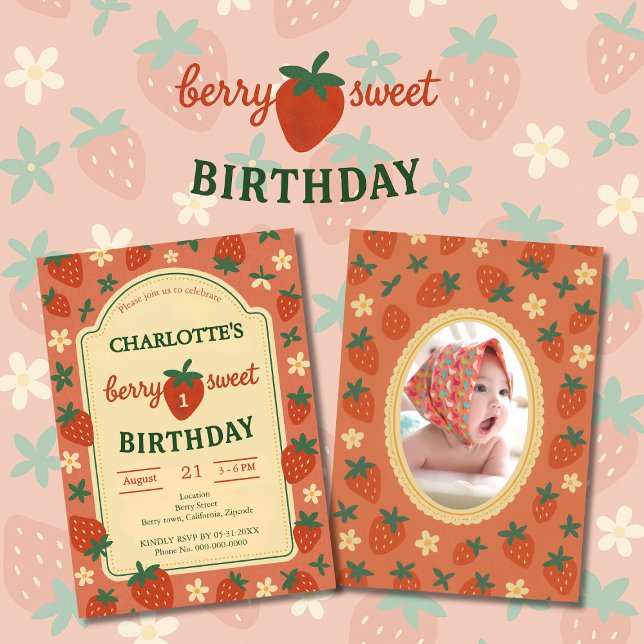 Invitation berry sweet photo d'anniversaire (Créateur téléchargé)