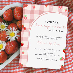Invitation Berry Sweet Pink Fraise Baby shower coquette