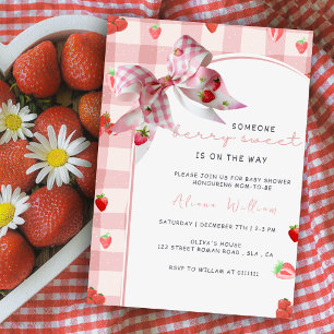 Invitation Berry Sweet Pink Fraise Baby shower coquette