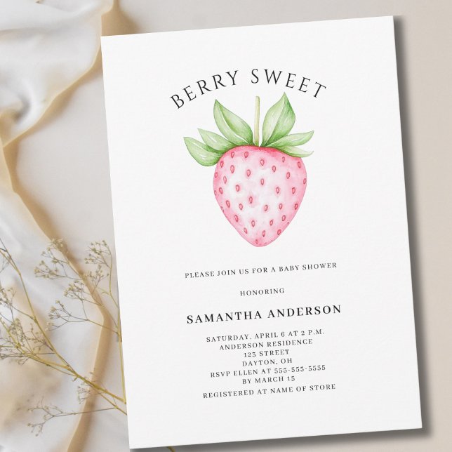 Invitation Berry Sweet Pink Fraise Baby shower fille (Créateur téléchargé)