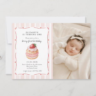 Invitation Berry Sweet Pink Photo Premier anniversaire