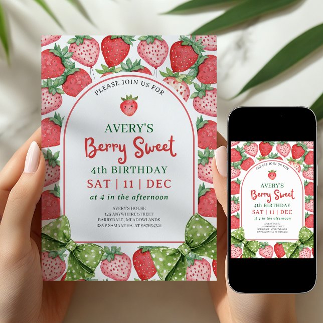 Invitation Berry Sweet pour le 4ème anniversaire à (Créateur téléchargé)