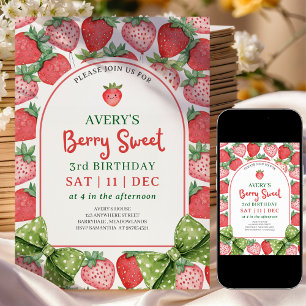 Invitation Berry Sweet pour les 3 ans à la fraise