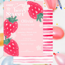 Berry Sweet Strawberry 1er Anniversaire Fête Rose 