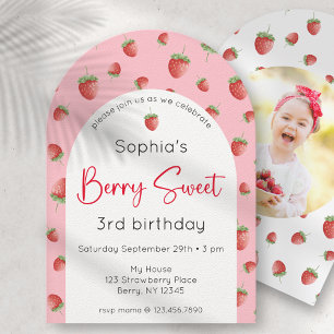 Invitation Berry Sweet Strawberry Anniversaire Photo