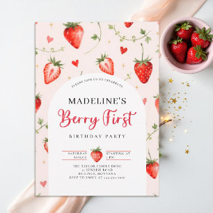 Invitation Berry Sweet Strawberry Arch Eté 1er Anniversaire