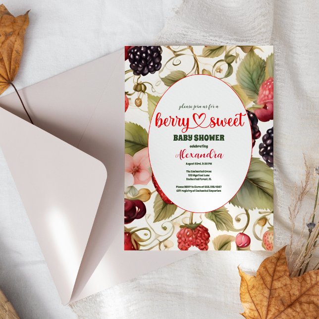 Invitation Berry Sweet Strawberry Baby shower bleu rouge (Créateur téléchargé)