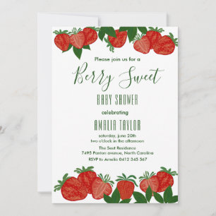Invitation Berry Sweet Strawberry Baby shower fille