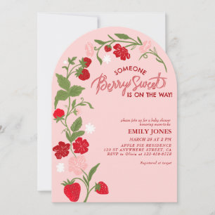 Invitation Berry Sweet Strawberry Baby shower floral