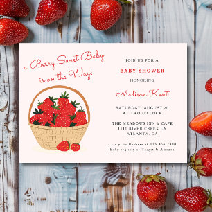 Invitation Berry Sweet Strawberry Baby shower moderne