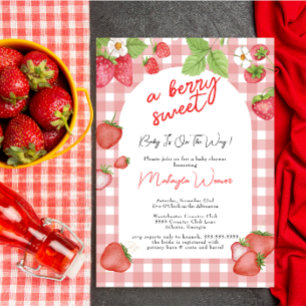 Invitation Berry Sweet Strawberry Baby shower rose