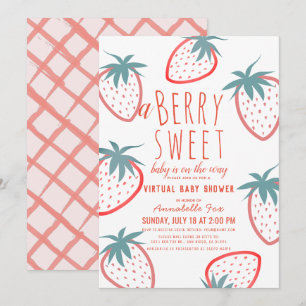 Invitation Berry Sweet Strawberry Baby shower virtuel rouge