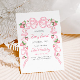 Invitation Berry Sweet Strawberry Bow rose Anniversaire