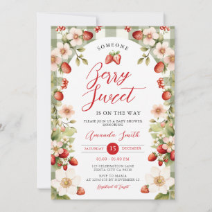 Invitation Berry Sweet Strawberry En vichy Baby shower Floral