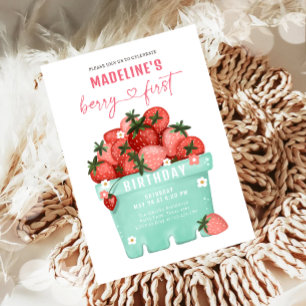 Invitation Berry Sweet Strawberry Farmers Marché Anniversaire