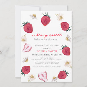 Invitation Berry Sweet Strawberry Floral Girl Baby shower