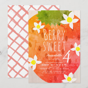 Invitation Berry Sweet Strawberry Girl Anniversaire