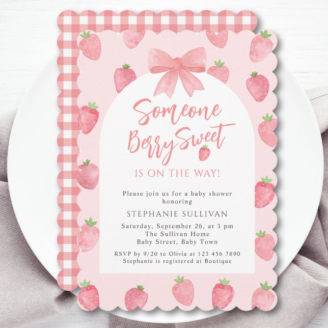 Invitation Berry Sweet Strawberry Girl Baby Shower (Créateur téléchargé)