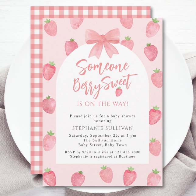 Invitation Berry Sweet Strawberry Girl Baby Shower (Créateur téléchargé)