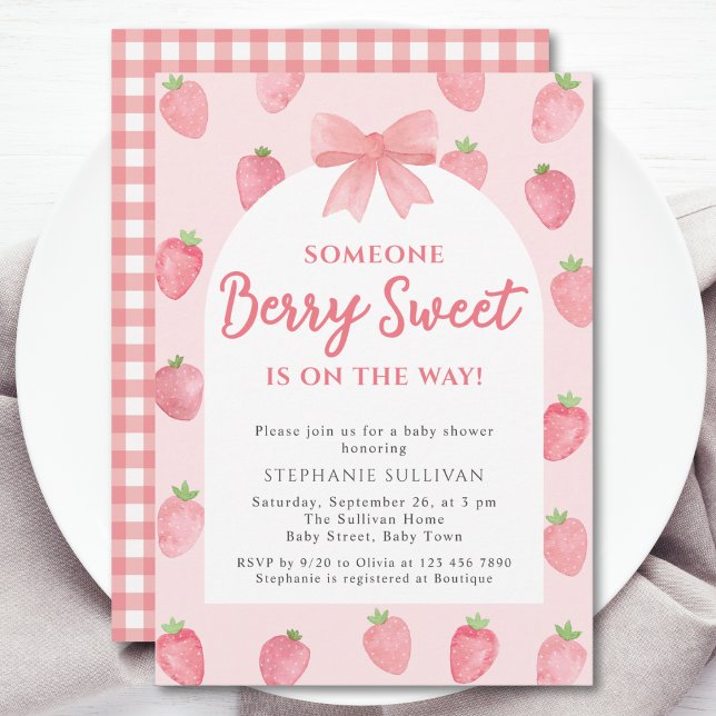 Invitation Berry Sweet Strawberry Girl Baby Shower  (Créateur téléchargé)