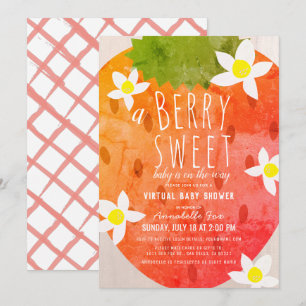 Invitation Berry Sweet Strawberry Girl Baby shower virtuel