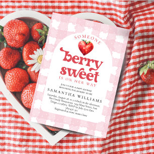 Invitation Berry Sweet Strawberry Heart Girt Baby shower
